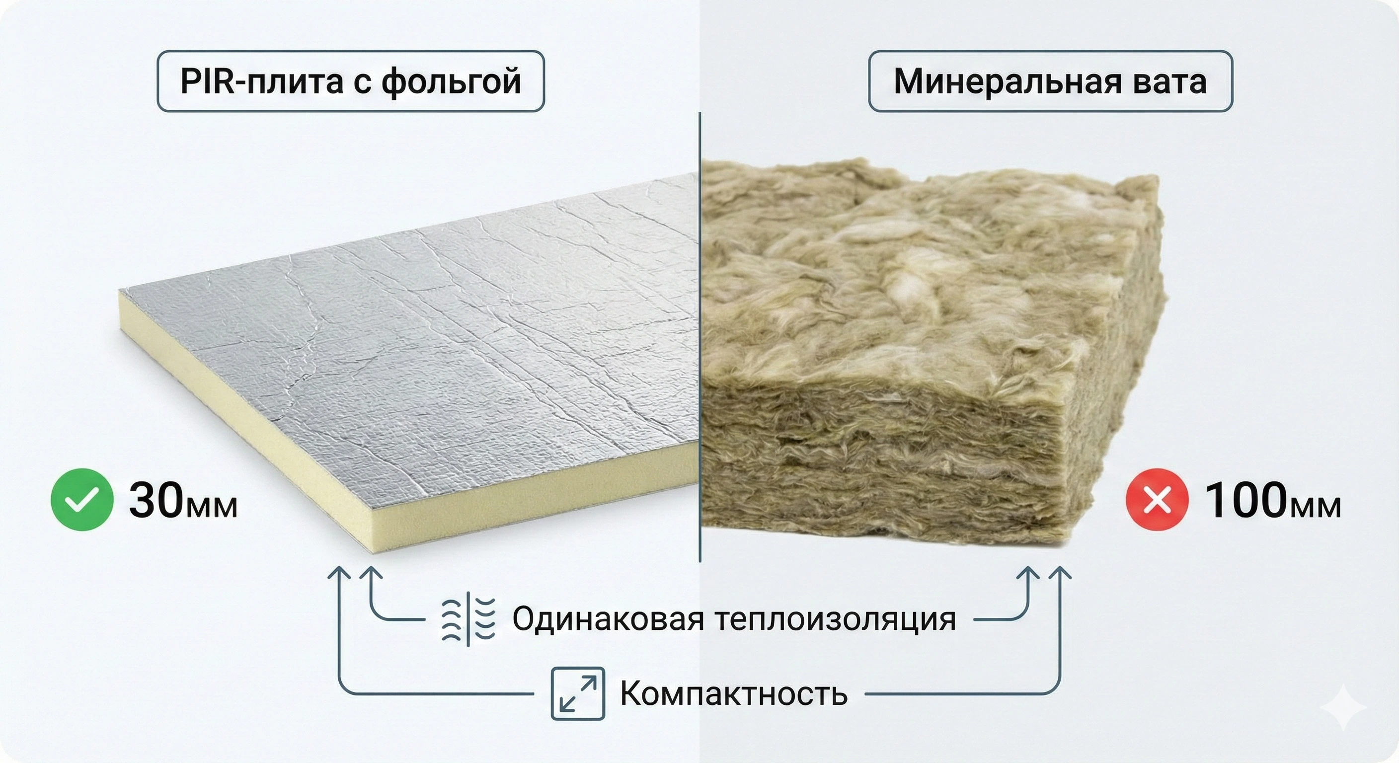 Сравнение PIR-плит с минватой