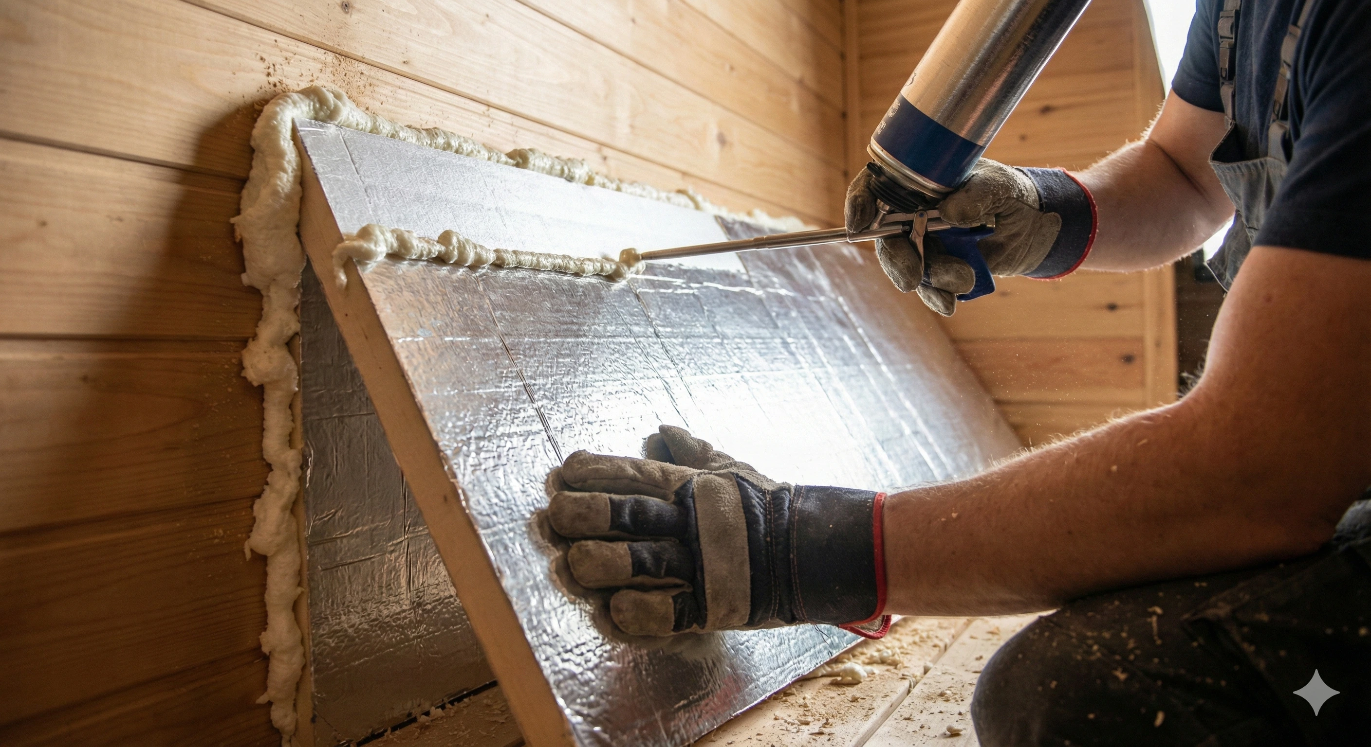 Монтаж PIR-плит на стены