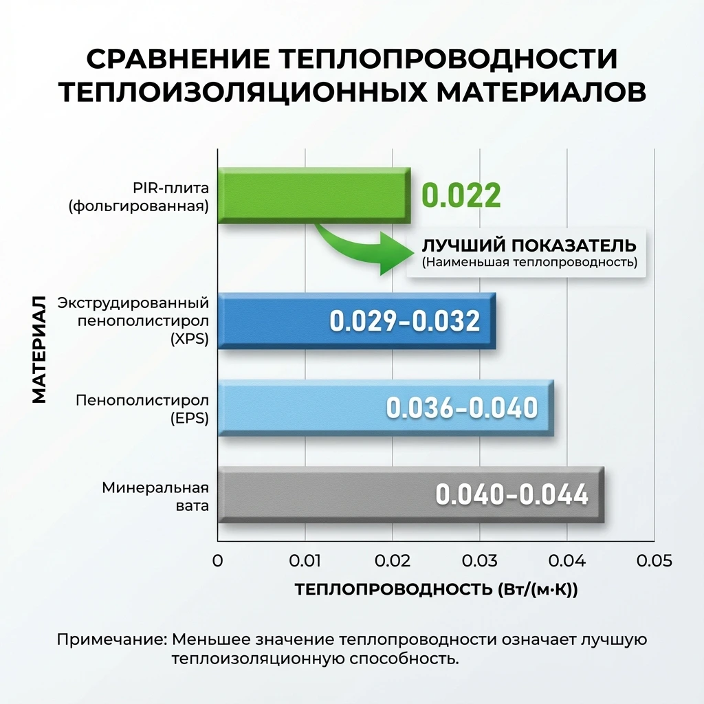 График теплопроводности утеплителей
